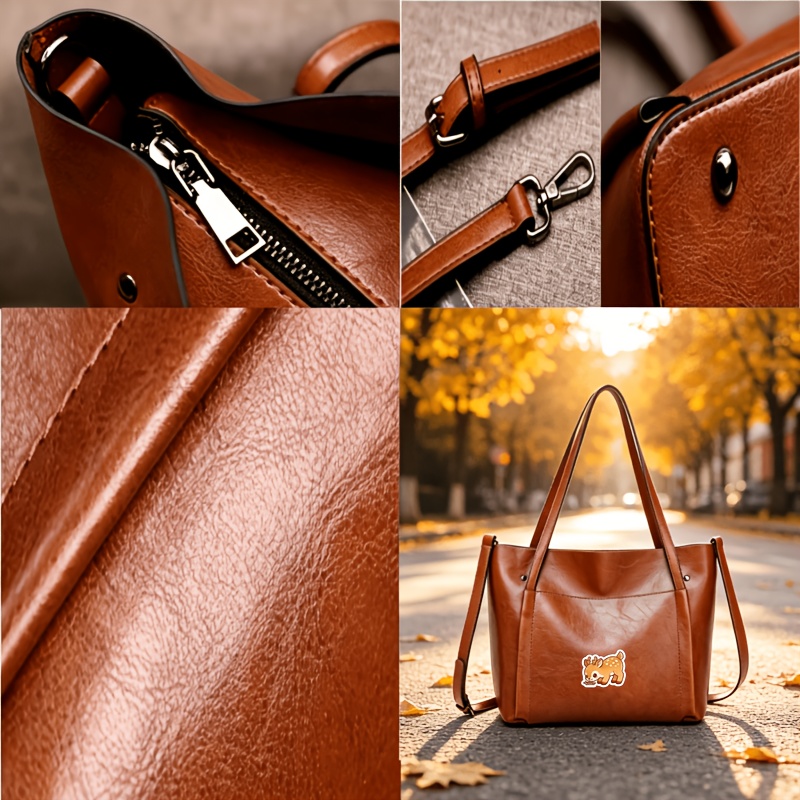 Women's Versatile Single-Shoulder Bag, Minimalist Design with Stickers