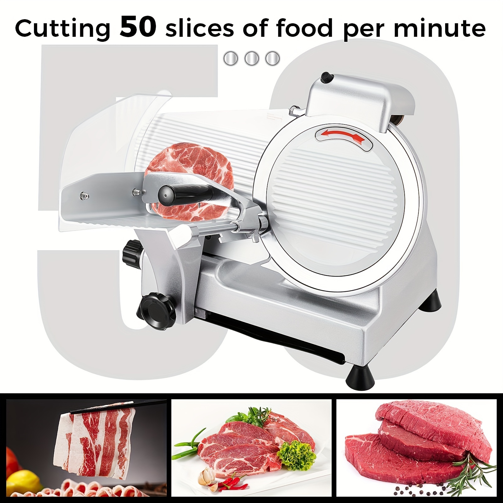   commercial meat slicer 240w electric food slicer for   meat cheese   10 stainless steel removable blade adjustable thickness 0 13mm powerful motor anti slip base us plug meat slicer electric