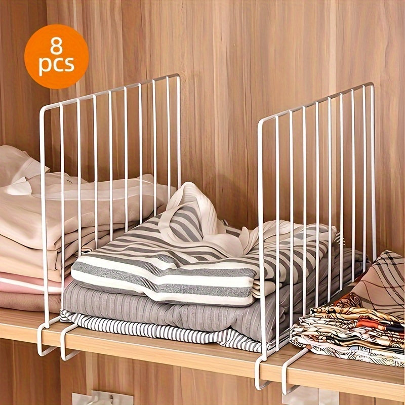 

8 Pack Shelf Dividers, Closet Shelf Organizer For Clothes, Metal Closet Shelf Dividers, Strong Dividers, Steel Closet Separator For Shelves Bedroom Kitchen Cabinet Storage Organization