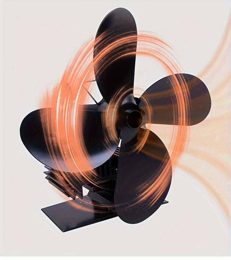 1pc alloy steel heat powered wood stove fan with 4 blade exhaust portable air circulation fan for gas pellet wood burner compatible with buddy heater no electricity required   details 0