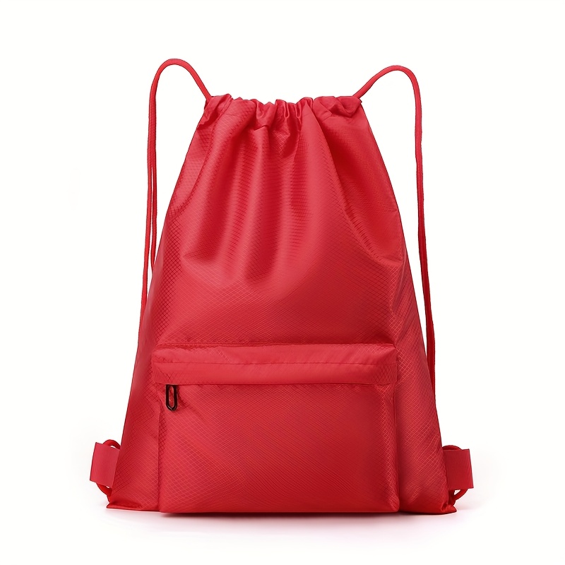 TEMU 1pc Customizable Drawstring Backpack With Personalized Name/logo/design - Durable Polyester Gym Bag, Multiple Pockets & Adjustable Drawstrings,