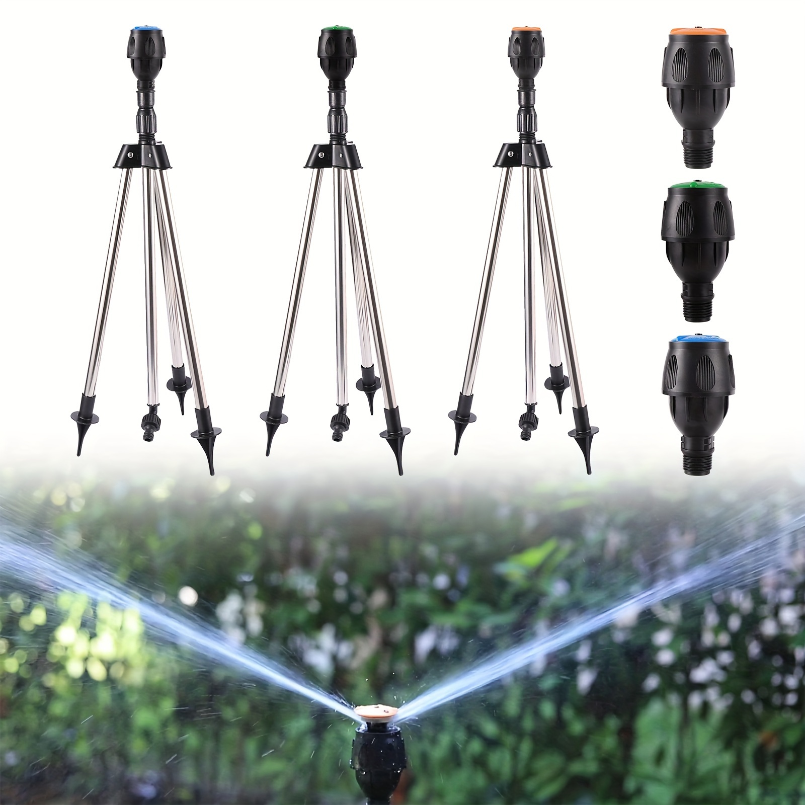 

1set 360°rotating Irrigation Nozzle Telescopic Tripod Sprinkler, New Creative Automatic Rotating Sprayer, Garden Farm Lawn Watering Sprinkler