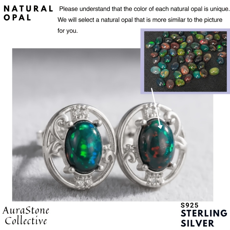 5x7mm Opal Stud Earrings, S925 Sterling Silvery, Sparkle Gift