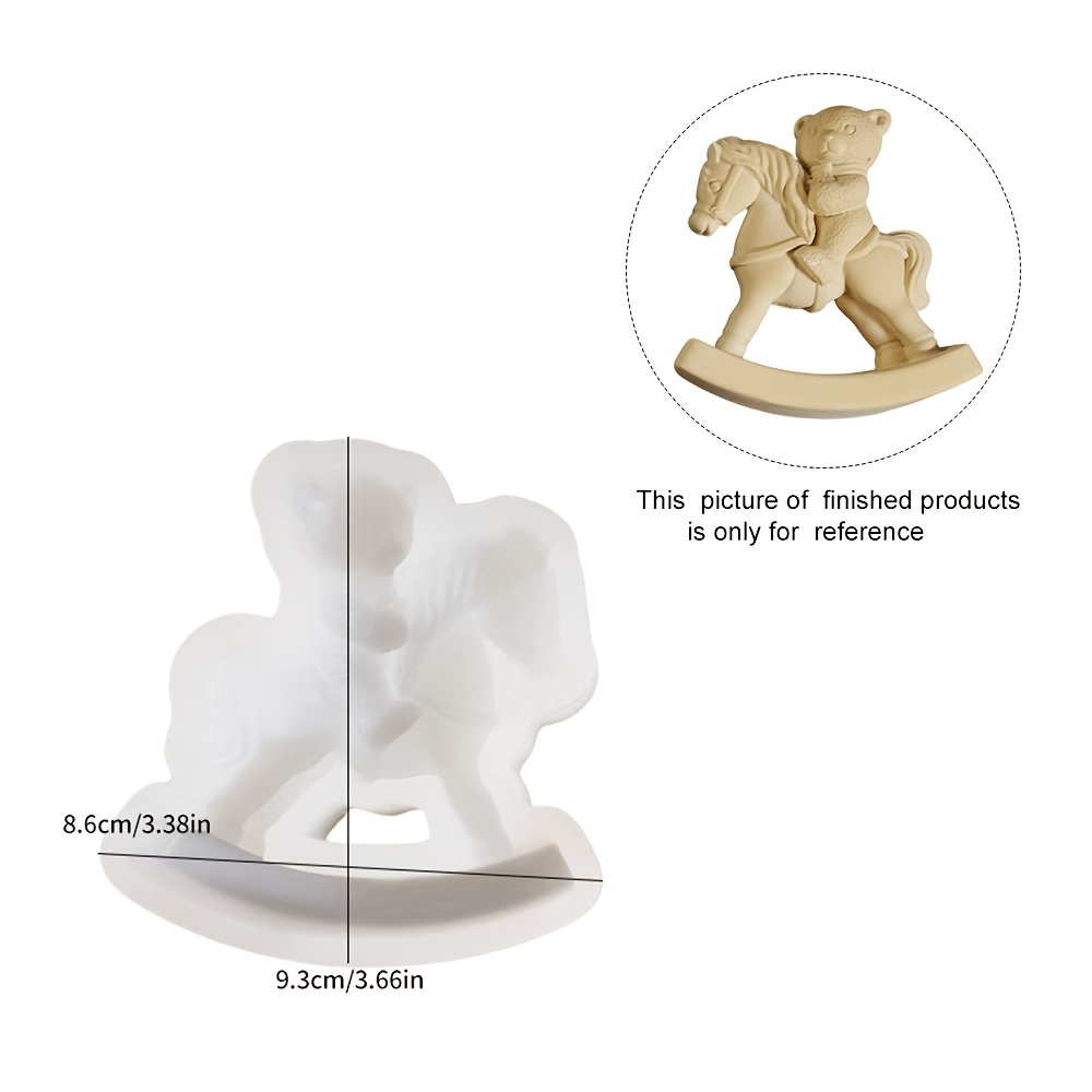 3D silikonski kalup za konjsko gugalnico in medvedka, ljubek silikonski okrasni kalup za medvedka na konjski gugalnici za ulivanje smole in