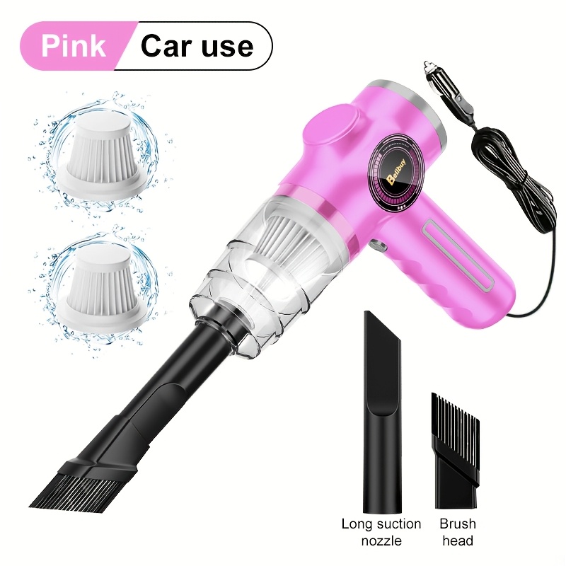 TEMU 5000pa Car Blower & Vacuum Cleaner, Type-c Fast Charging, Washable , Portable For Travel Essentials, Pet Hair, Keyboard Crevices, Hard Floors,