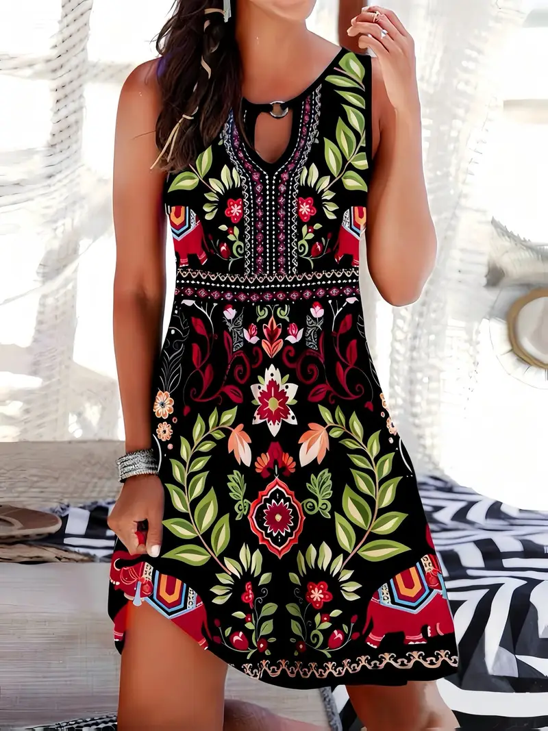 ethnic design dress a stylish ethnic dress women featuring a printed design belt