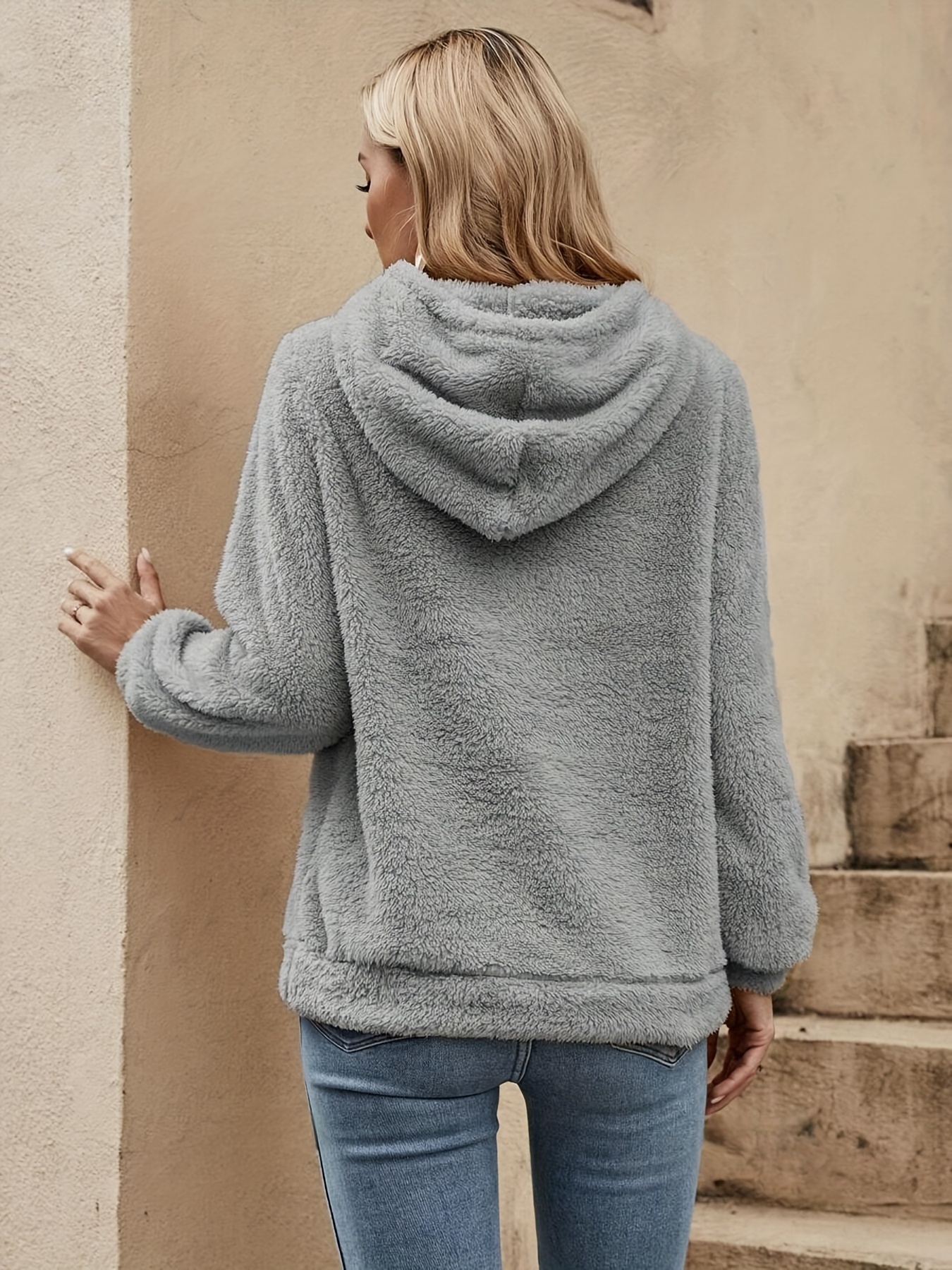 sweat à capuche rouge décontracté pour femme - manches longues, cordon de serrage, sweat-shirt avec poche  , vêtements dhiver décontractés, mode automne, vêtements dhiver décontractés | sweat à capuche avec cordon de serrage | coupe confortable Détails du produit 1