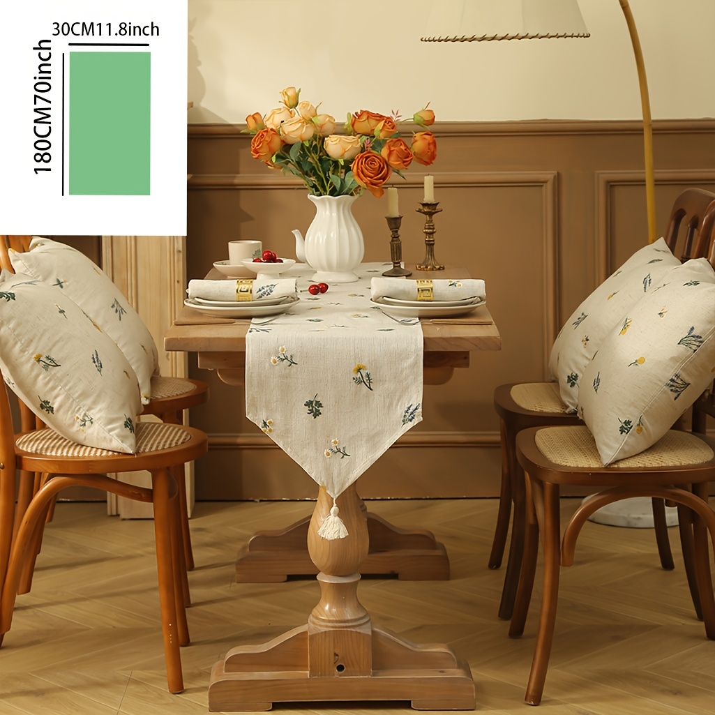 1pc American Wheat Bundle Embroidery Table Runner Rectangular Coffee Table Flag Embroidered Pointed Corner Tassel Table Flag
