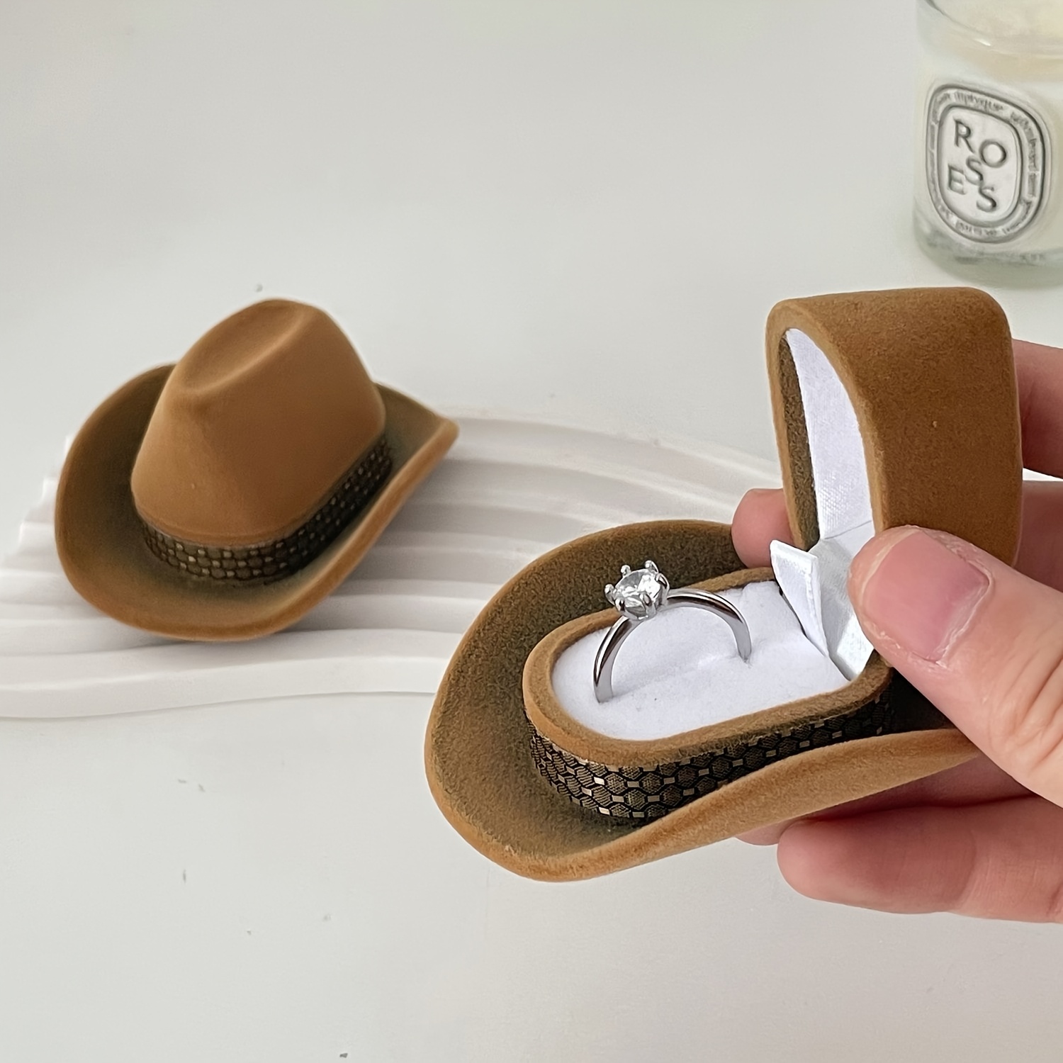 Denim Hat Ring Box, Creative Proposal Ring Box