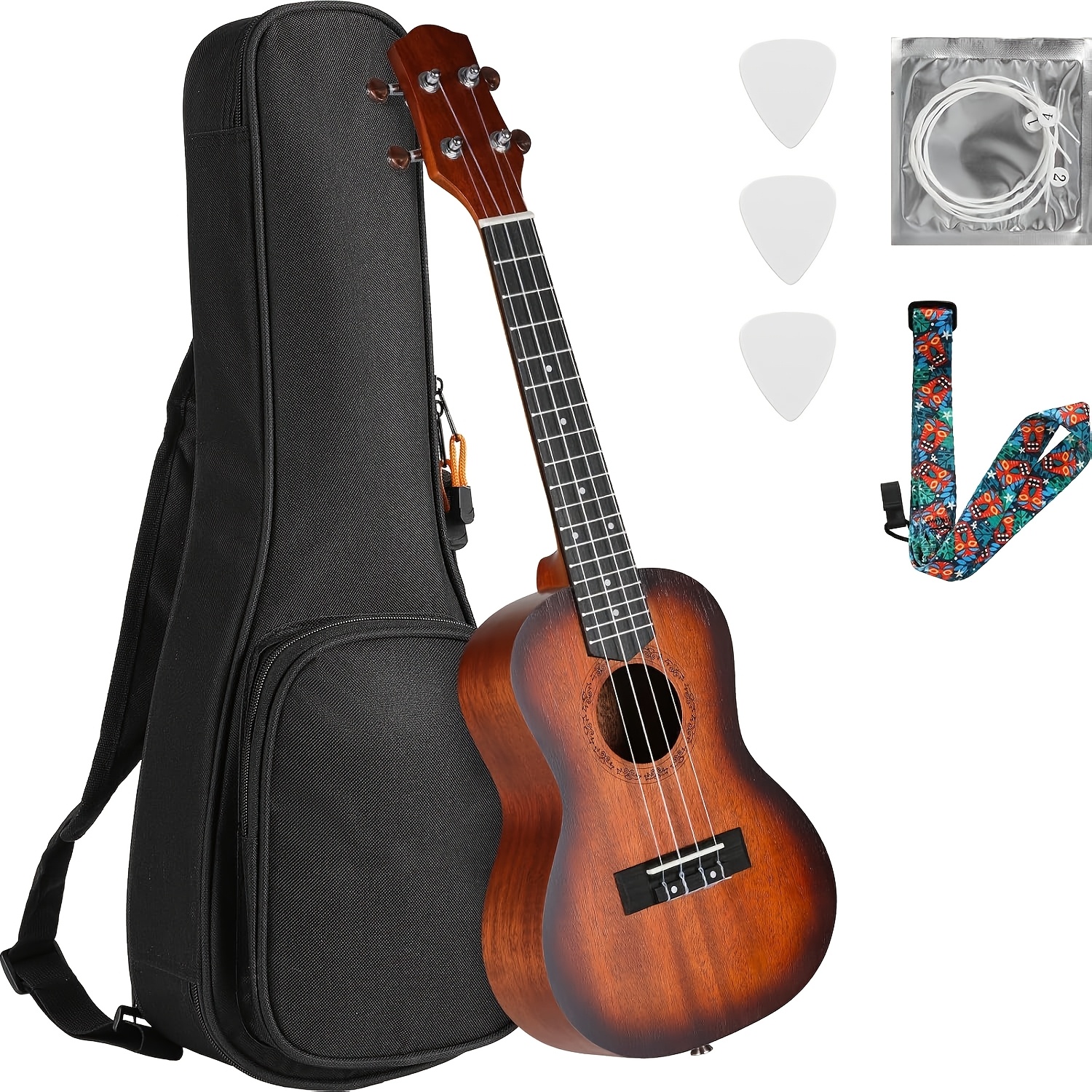 

Liferun 21-inch Ukulele - Fingerboard, Hawaiian Concert Guitar With Premium Gig Bag, Adjustable Strap, Picks - Ideal For Beginners, Christmas Gift And Decorations