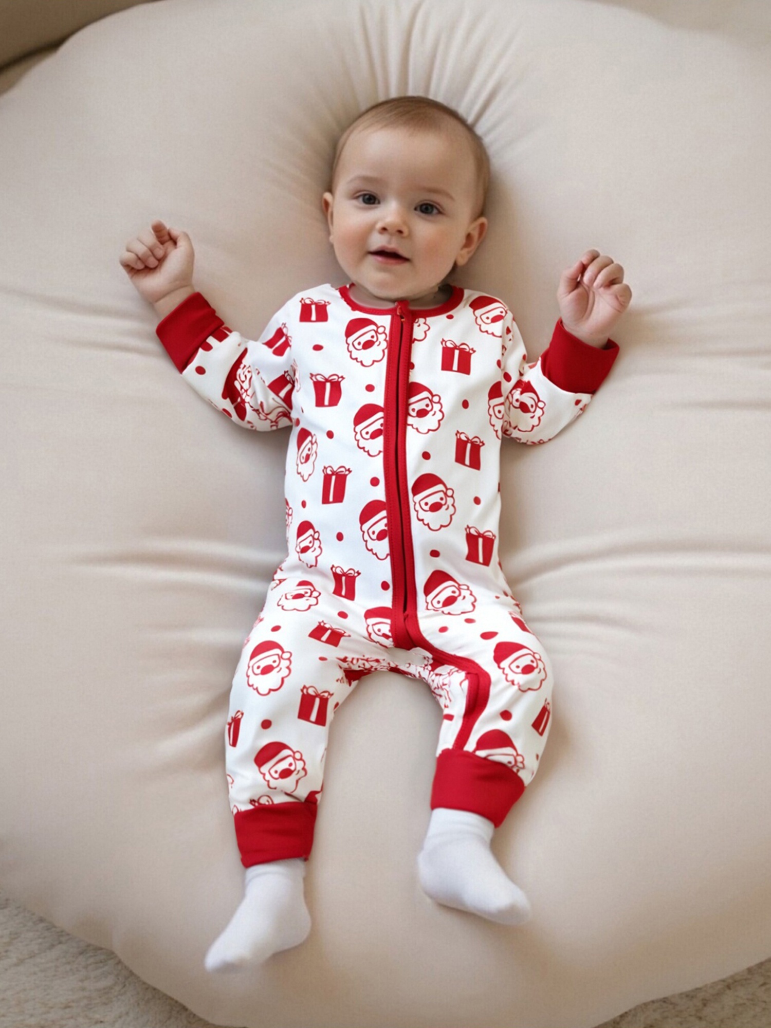 adorable santa christmas print short sleeve onesie baby boys Temu