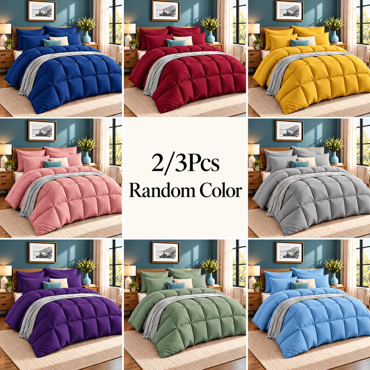 TEMU 2/3pcs Queen Size Quilt Set, Soft Breathable Fiber Fill, Suitable For Many-colored Version, Lightweight Quilt Core, Soft , Twin/queen/king, 1pc