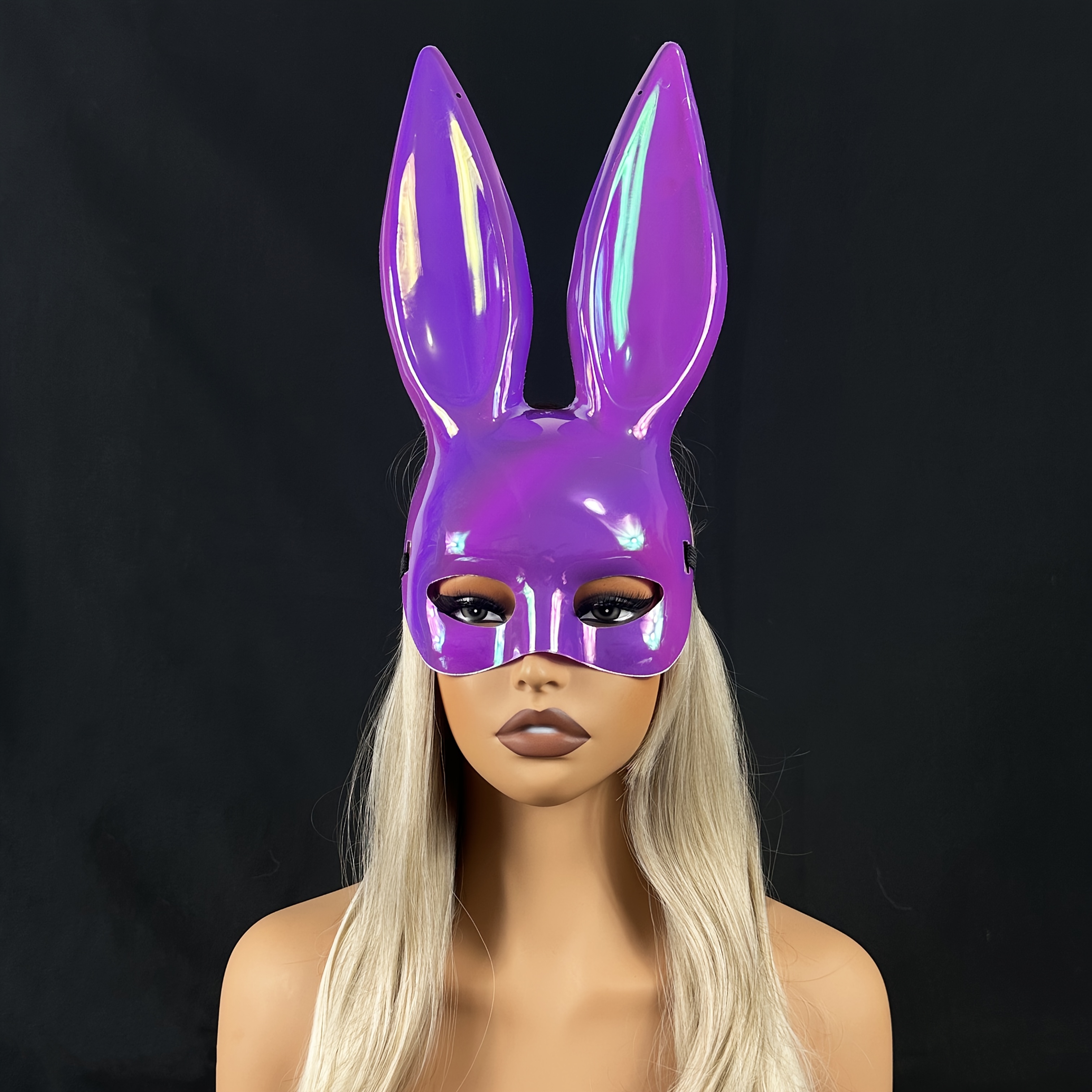3pcs, 2pcs Rabbit Mask, Electroplated Bright Surface Colorful Rabbit Mask, Black and White Rabbit Mask, Sexy Dress Up Props, Party Decoration Mask, Sexy Mask, Material PP Plastic