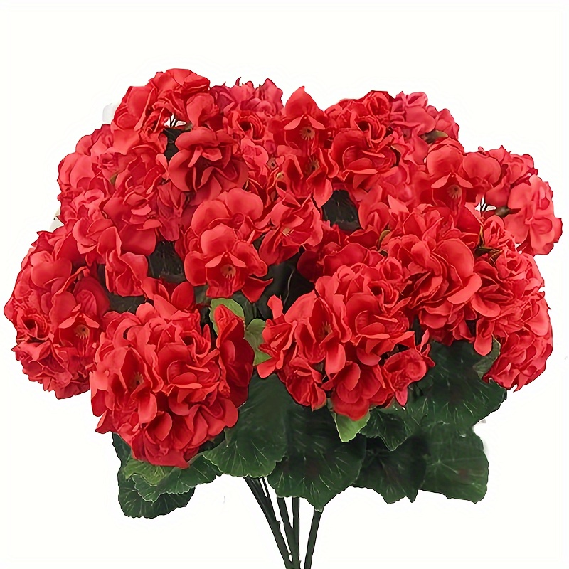 

[customer ] 4pcs Vibrant Red Geraniums - Silk Artificial Flowers For Home & Garden Decor, Weddings, Engagements, And Holidays
