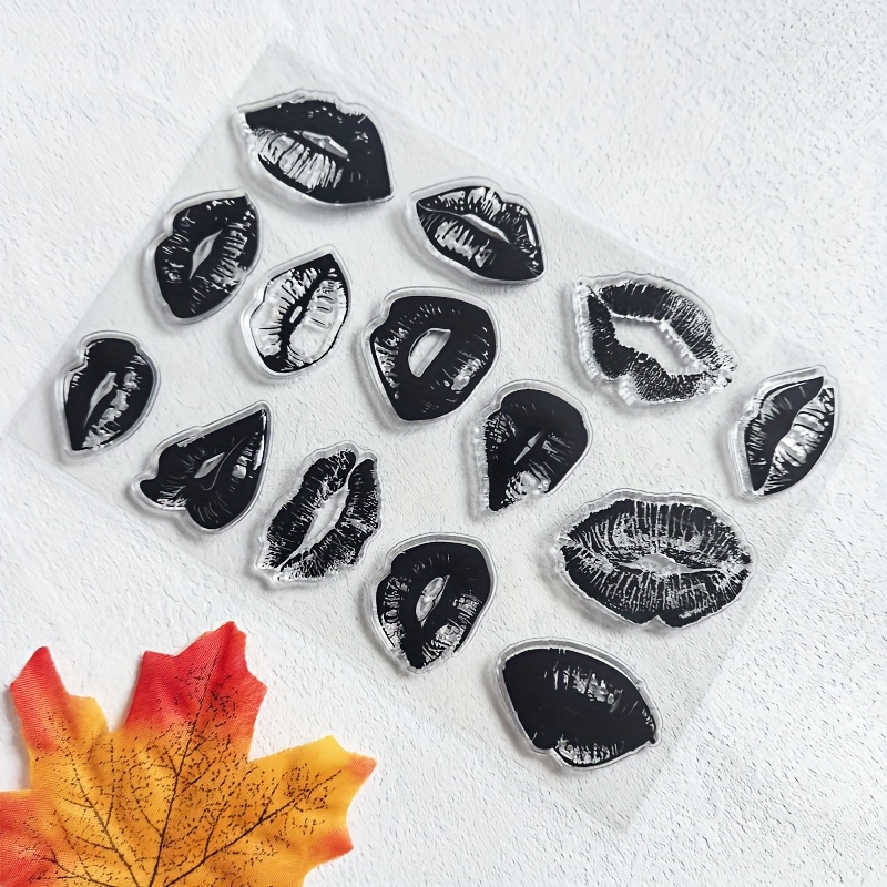 TEMU 1pc Lips Clear Stamp Kissing Valentine's Day Rubber Stamps Decoration Reusable Stamp Card Making Handmade Diary Album Notebook Decor