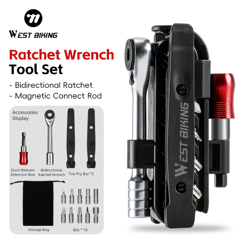 

Ensemble d'Outils Multifonctionnels avec Clé à Cliquet, Barre de Levage de Pneu, Tige d'Extension à Dégagement Rapide, Tournevis Portable, pour Entretien et Réparation