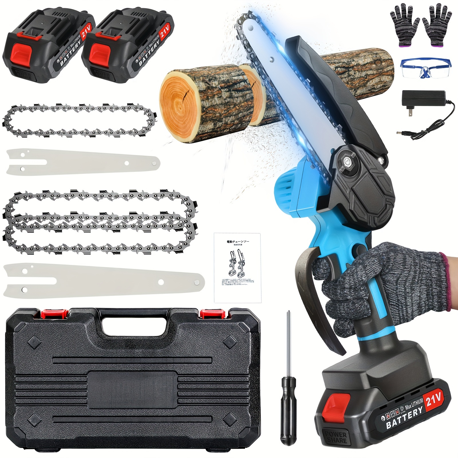 

Mini Chainsaw 6 Inch+4 Inch Cordless [with 2pcs 21v Batteries] [2024 ] Portable Electric Chain Saw, Small Handheld Battery Powered Super For Tree , , Household & Garden