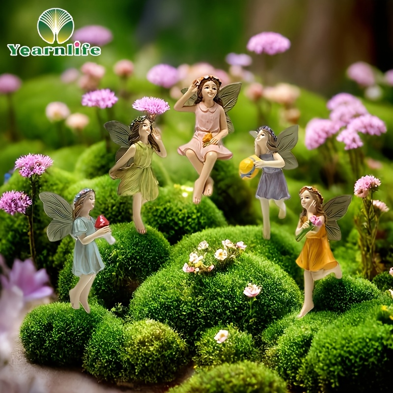 4 Kleine Plastik-Feen Für Feengarten – Deko Figuren Als Kuchenaufsatz & Miniatur Zubehör Mikro Landschaft Figuren