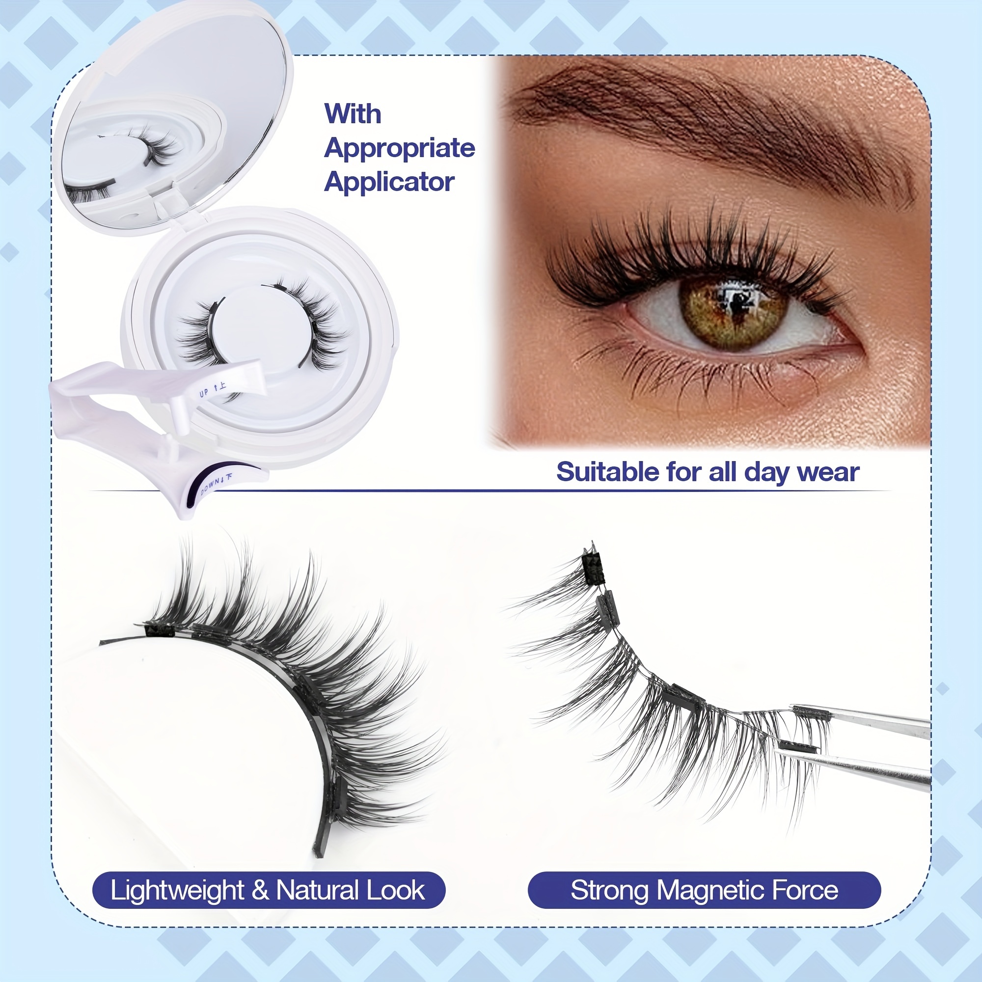 magnetic eyelashes kit reusable natural look no glue needed easy application for beginners details 1