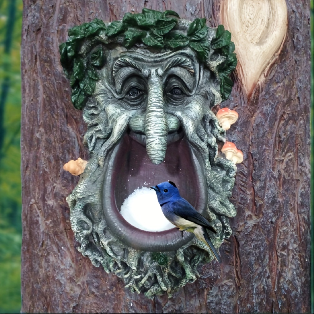 

Outdoor Garden Face Wild Bird Feeder, Mushroom Tree Face Bird Feeder, Home Decor Statue, Bird Lovers Decorative Gifts, Indoor And Outdoor Wall Decoration , Resin Crafts