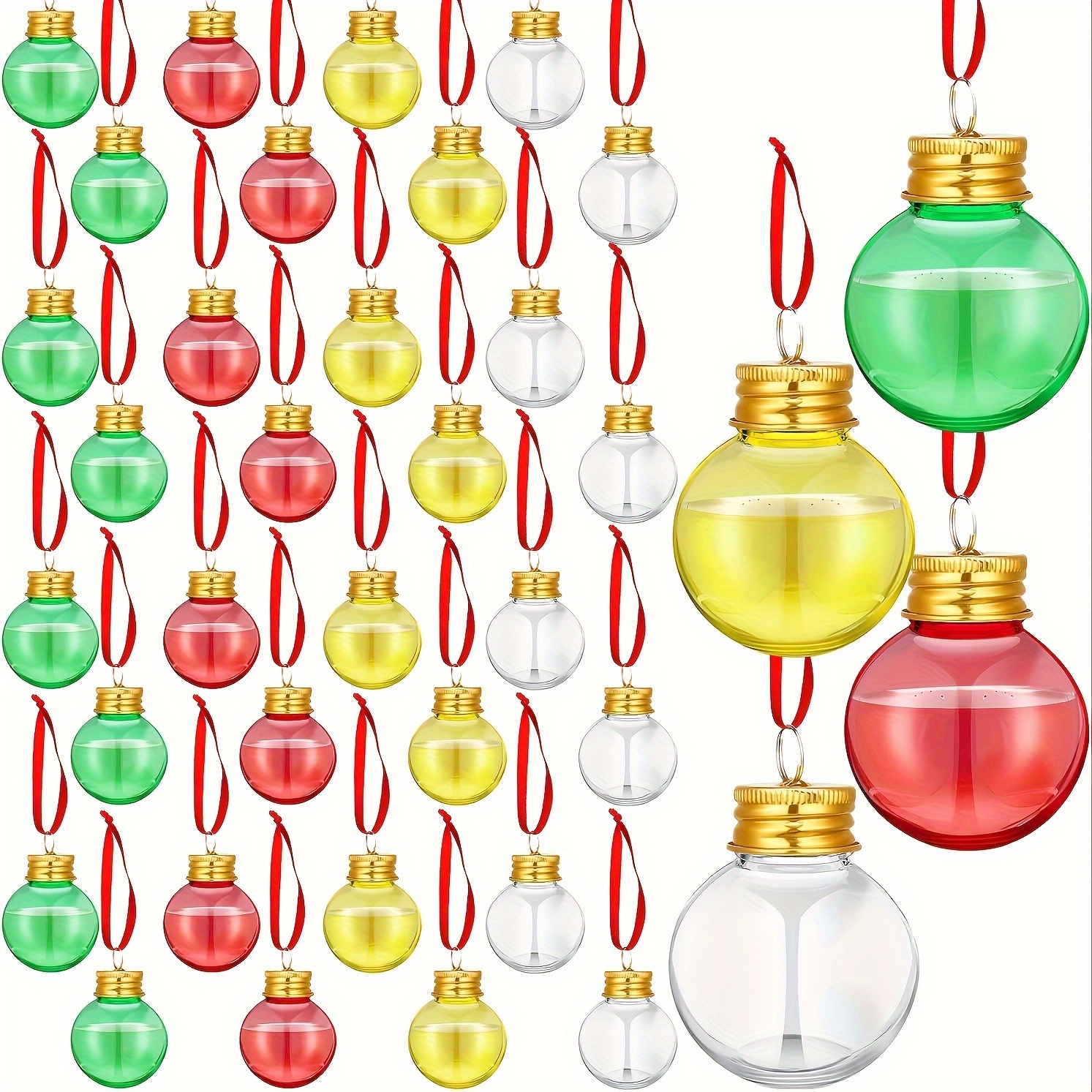 E-shop 18 Stück Weihnachts-Trinkbälle aus PET, nachfüllbare Plastikdekorationen für Weihnachtsbäume, durchsichtige Weihnachts-Wasserflaschen-Gläser für