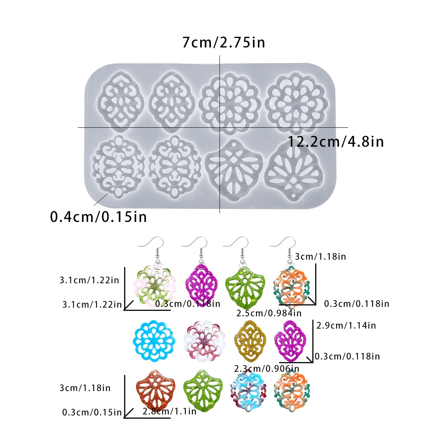 Image of Resin Casting Molds A Chinese Pattern Hollow Earrings Necklace Pendant Mold, Brooch Accessories Jewelry Casting Silicone Mold, For Resin Drop Glue Mold