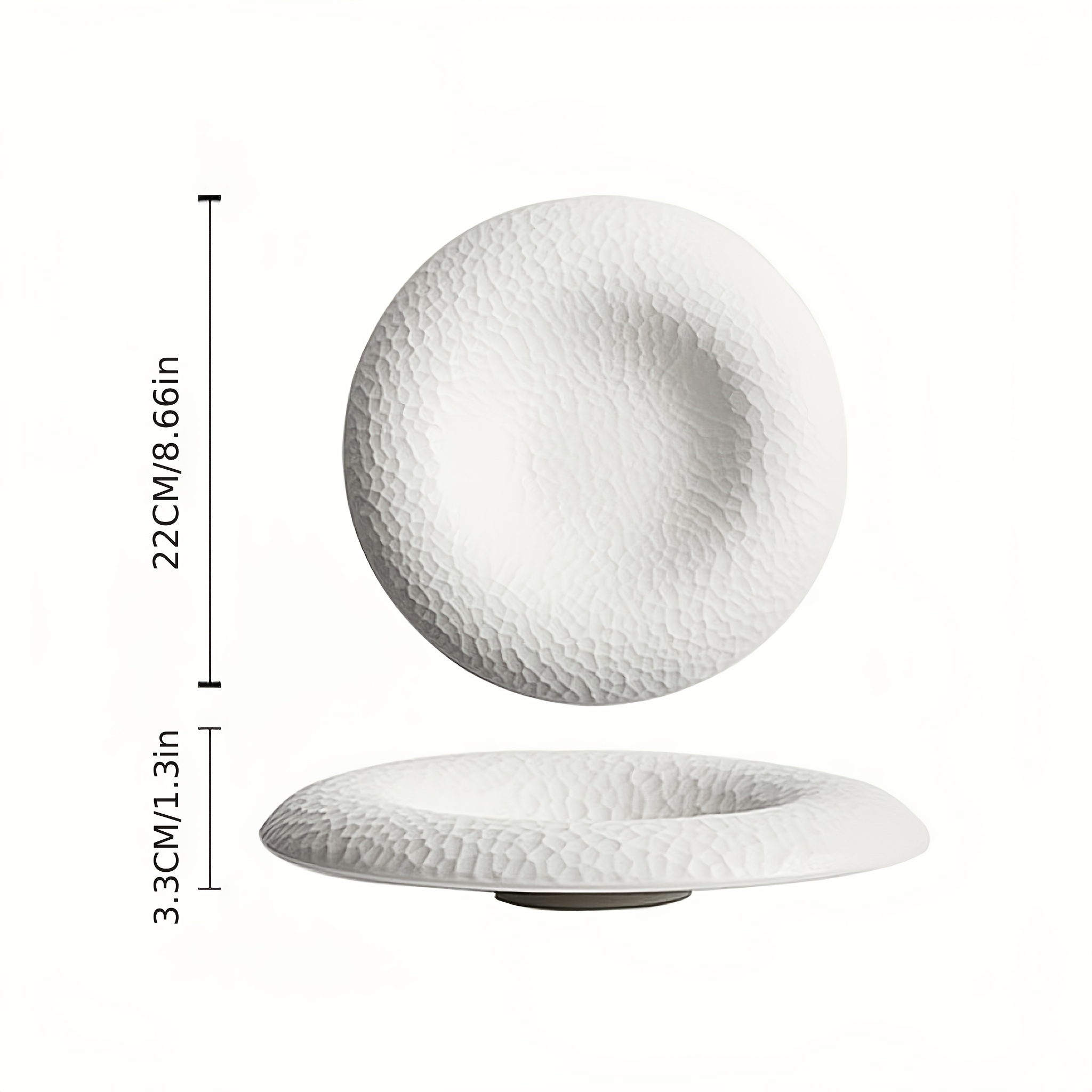 Image of Elegant Black And White Ceramic Plates - High-end Tableware, Creative Hammer Texture Design, Suitable For Western Cuisine, Desserts, As Well As Artistic Straw Hat Design For Home And Restaurant Use
