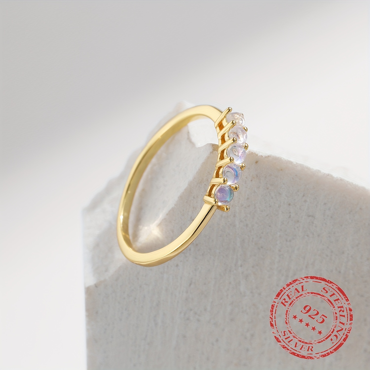 Moonstone Ring in S925 Silver Forest Style