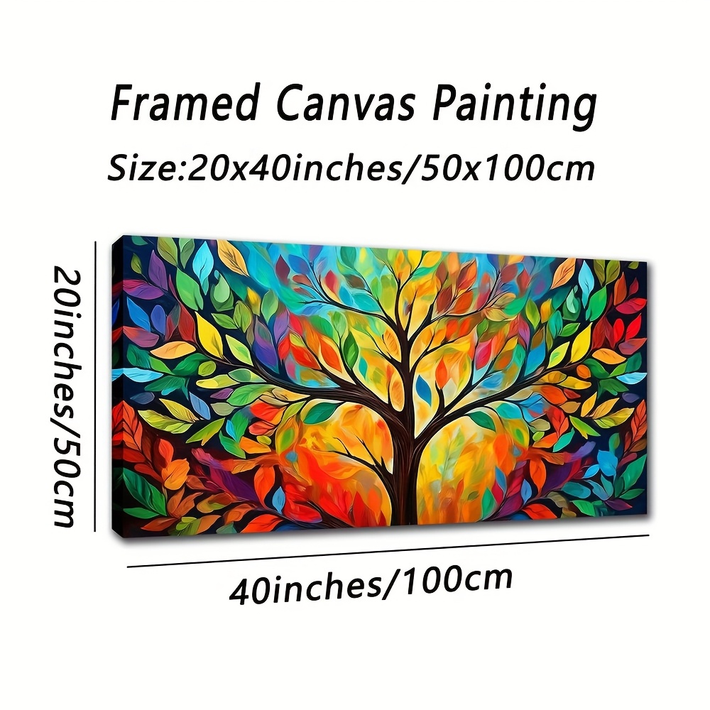 TEMU Large Abstract Tree Oil Painting, 20x40 Inches Canvas Wall Art, Art Minimalist Style, Indoor Landscape Theme, For Living Room, Bedroom, Home