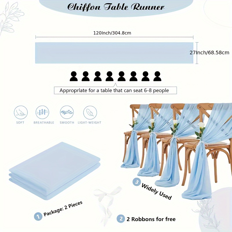 

2pcs Set Of Sky Tablecloths - For Weddings, & Parties Decor