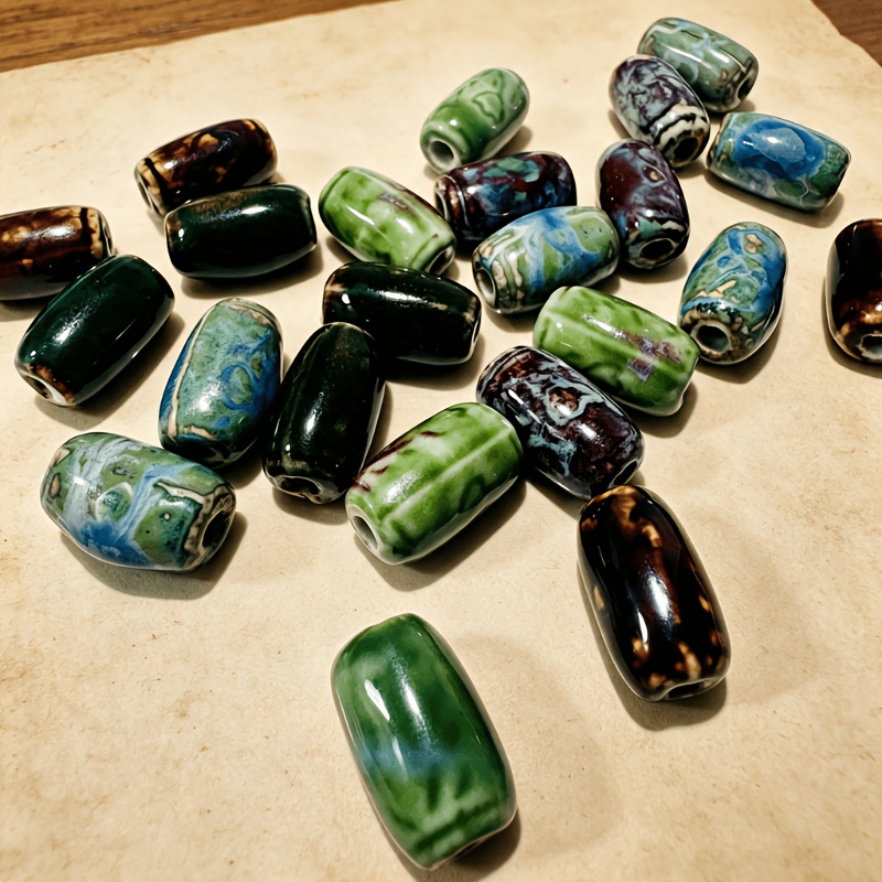 12/16pcs Vintage Ceramic Barrel Beads for Jewelry Making