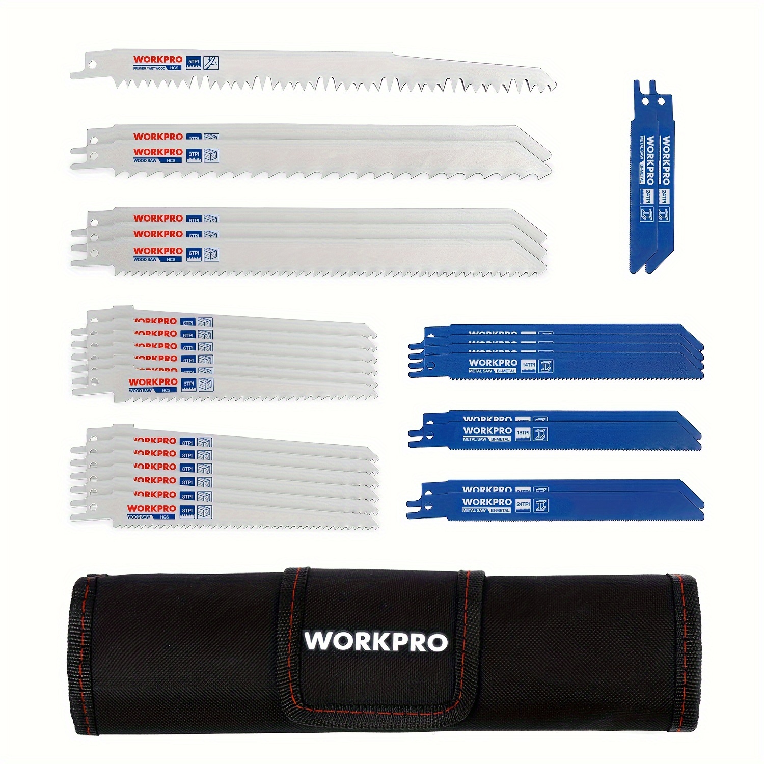 

Workpro 32-piece Reciprocating Saw Blade Set - Metal/woodcutting Saw Blades, Pruner Saw Blades With Organizer Pouch