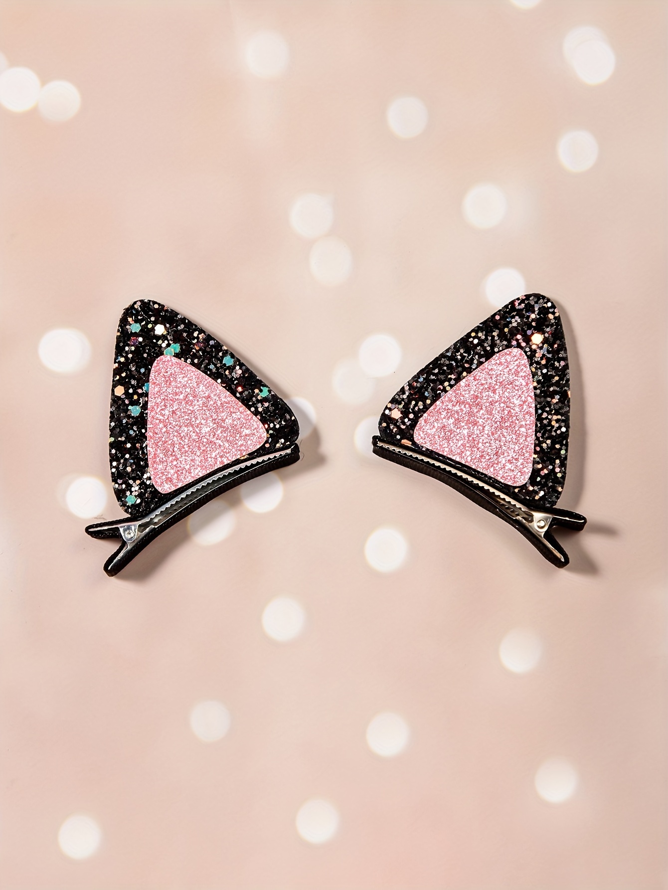 2pcs of Onion Powder Cat Ears Clips Cheapest Items Available Fashion Pink Cat Movie Star Series Daily Dress Up Hair Accessories