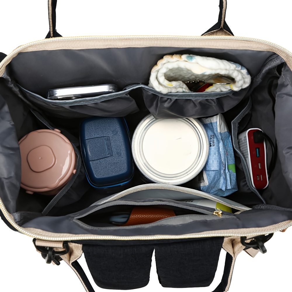 Mochila Acolchada de Gran Capacidad para Pañales; Bolso Versátil para Padres de Viaje; Bolso Ligero y Portátil con Múltiples Compartimentos, Bolsillos para Snacks y Chupetes para Madres