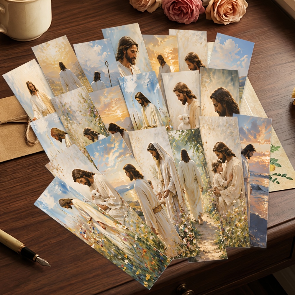 TEMU 20-teiliges exquisites Lesezeichen-Set „Jesus Garden“ in Aquarell-Optik, 5,9×1,57 Zoll, stilvolle trendige Nischen-Lesezeichen, Lese-Belohnungen
