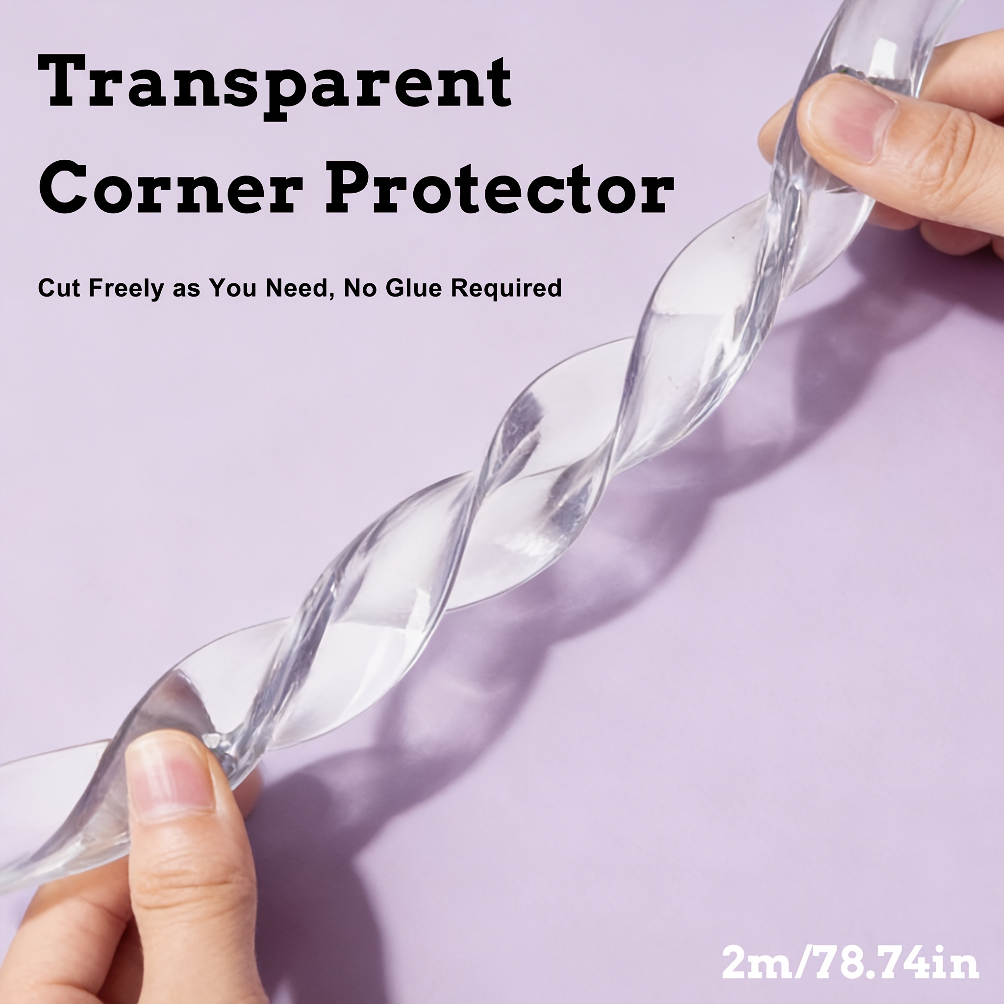TEMU 2-meter L-shaped Transparent Anti-collision Edge Guard, Self-adhesive With Pre- Strong Adhesive, Thickened Corner Protector For Furniture Edges,