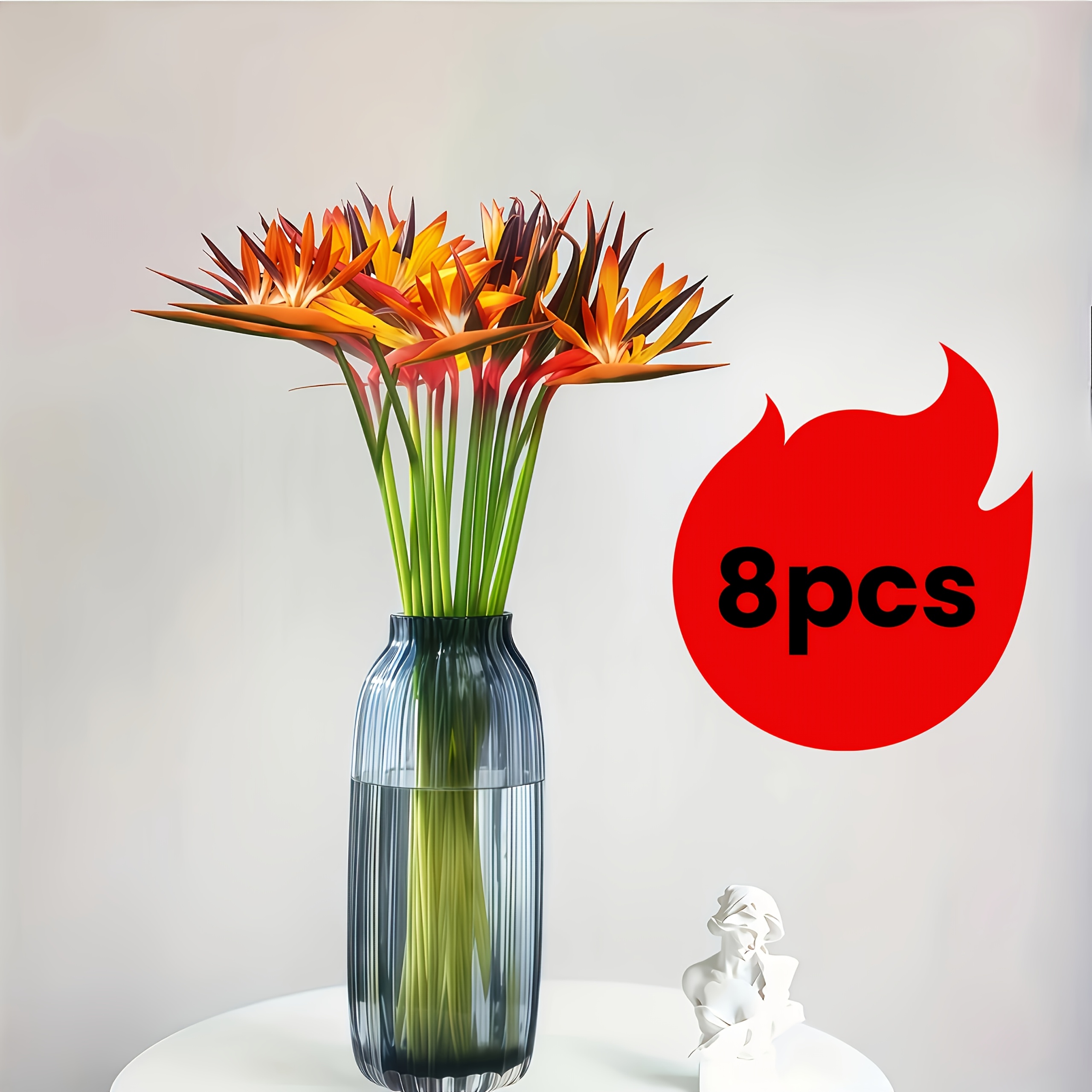 Image of 8pcs Artificial Bird Paradise Plants, Perfect For Weddings, Anniversaries, And Holiday Gifts ('s Day, Mother's Day, Father's Day), Suitable For Spring And Summer Decoration