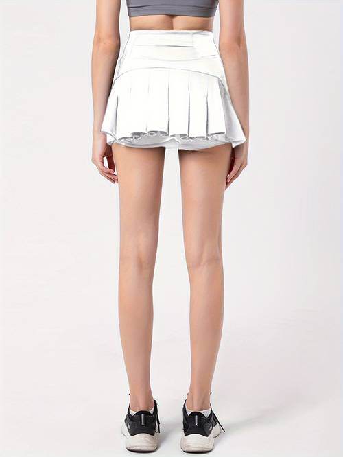 high waisted athletic skort for women flowy ruffle skirt overlay with built in shorts tummy control pockets quick dry stretchy fabric ideal for running tennis workouts flattering fit skirt smooth fabric skirt athletic dress
