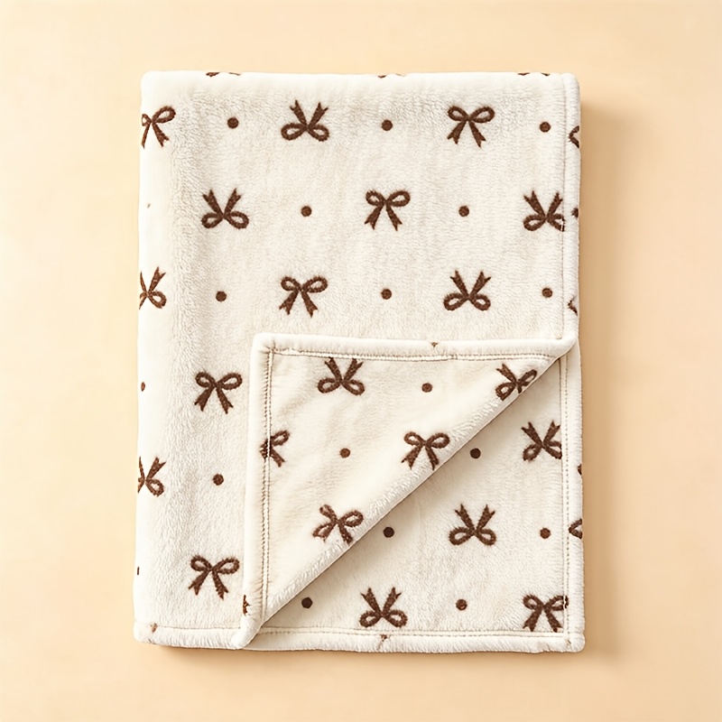 Children's Blanket with Bow Pattern, Soft Stroller Blanket