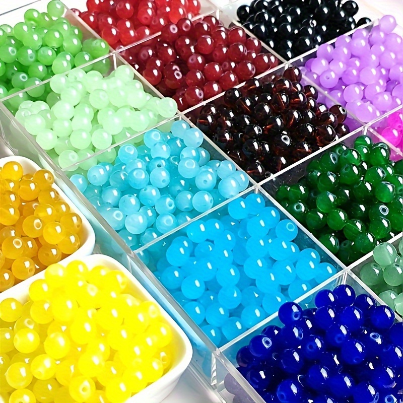 

100pcs 8mm Solid Color Glass Transparent Glass Round Loose Beads Diy Bracelet Necklace Jewelry Making Craft Supplies