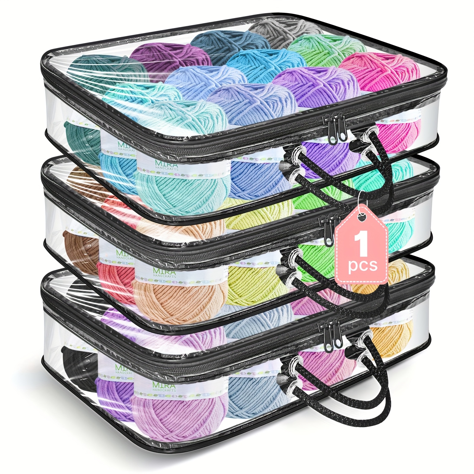 

1pc Yarn Storage Bag,travel Packing Organizer Bag With Clear Pockets And Handle - For Knitting, Crochet, Art, Sewing Accessories