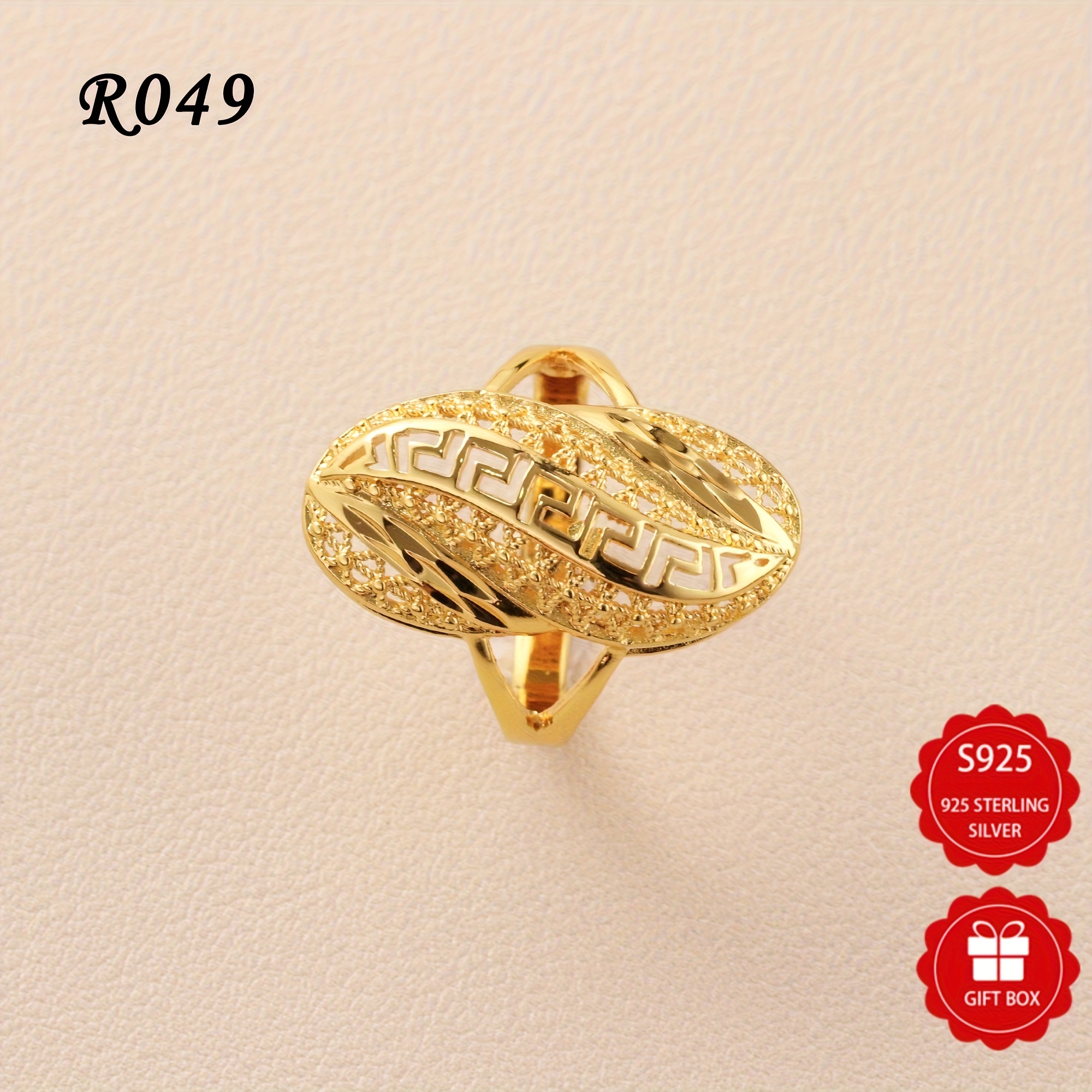 Image of 925 Silver Hollow Geometric Carved Ring, Light Luxury, Fashionable And Ring, Christmas Birthday Gift Party, Wedding Gift For Girlfriend And Wife, Valentine's Day Gift Suitable For And To Wear