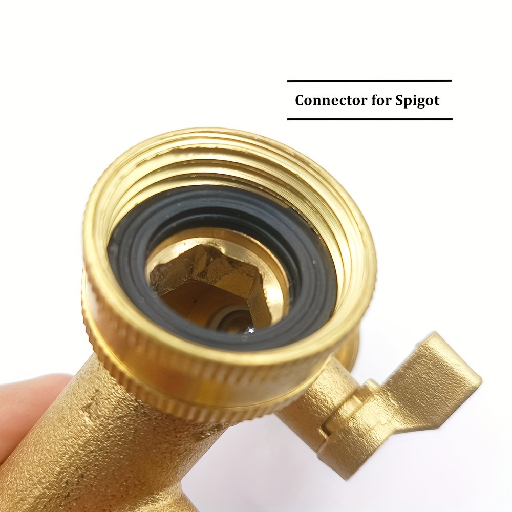 A Solid Brass Heavy-Duty Dual-Direction Y-Shaped Water Faucet Diverter, Weighing 166G, Made of Brass, Featuring a Garden Hose Splitter with Two Outlets And a GHT 3/4 Connector Valve, Includes Two 3/4