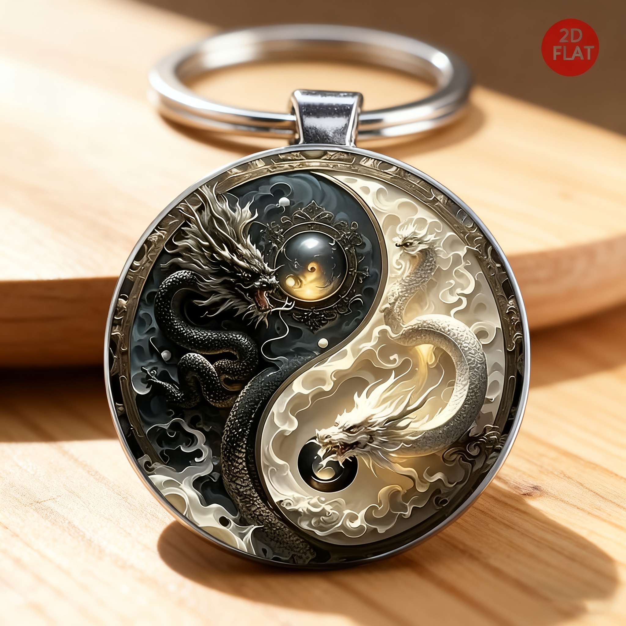 2  yin yang dragon keychain fashion alloy round key ring with black and white dragon design suitable for decorating bags and car keys   birthdays valentines day christmas gifts and an   for  