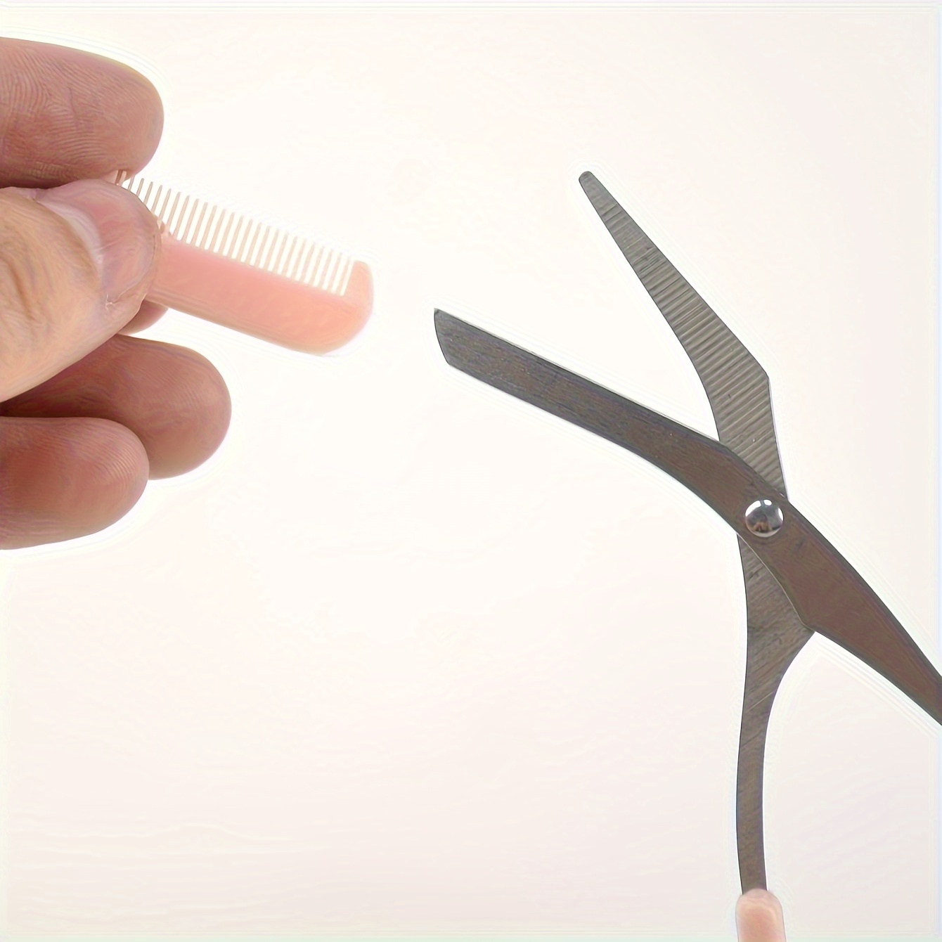 Stainless Steel Precision Eyebrow Trimming Scissors with Integrated Comb, Manual Grooming Tool, Durable Plastic Handle, No Battery Required, for Perfect Brow Shaping