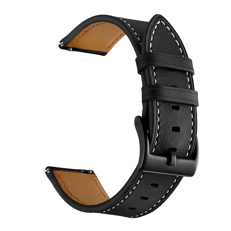 E-shop Brown/Schwarz-Weißes Armband für for Samsung Smartwatch Active 2 Galaxy Watch 3/4/5/6 Pro, Huawei Watch 2/3/4 Pro – Schnellwechsel--Lederband