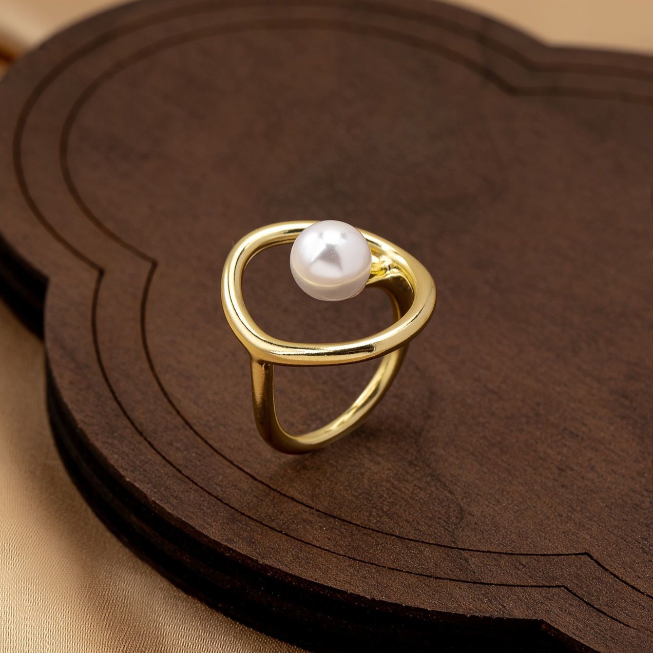 TEMU Moda europea y americana simple de personalidad de perla anillo