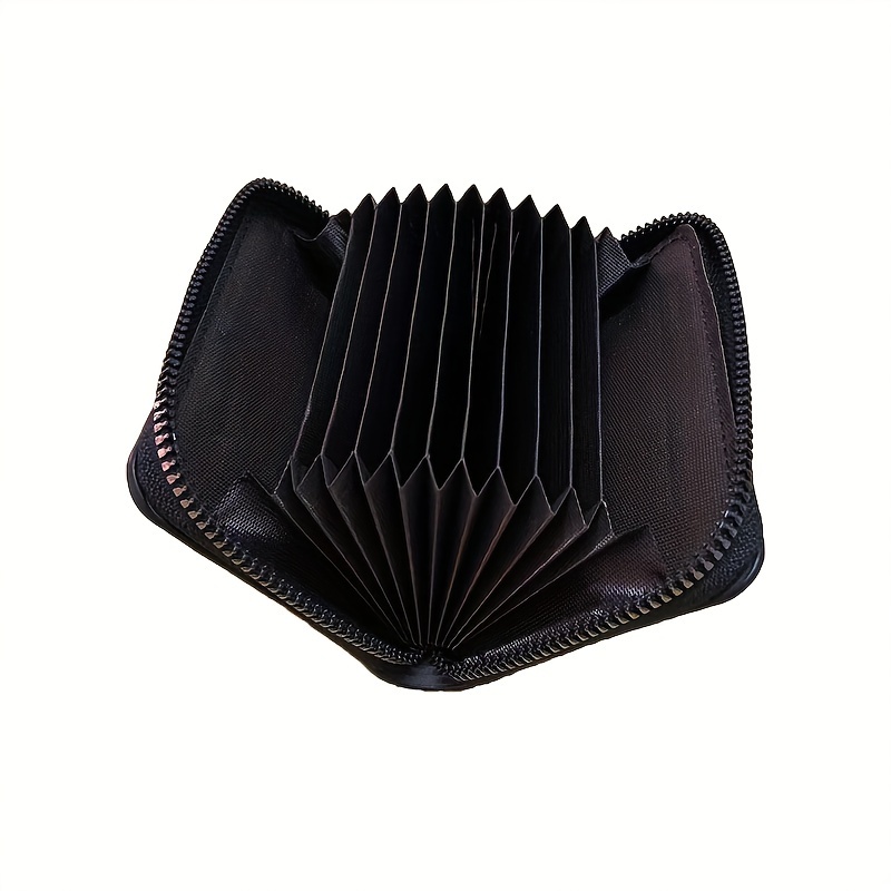 1pc Men's Anti-theft Accordion Card Holder, Multi-functional Zipper Small Wallet, Suitable For Office Workers