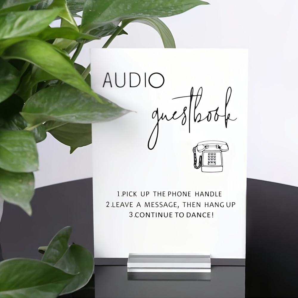 

Acrylic Audio Guestbook Sign, White, No Electricity Needed, Featherless, Universal Holiday, Fit For Weddings