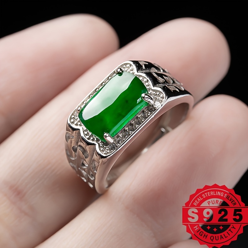 Natural Stone Inlaid 925 Silver DIY Ring — Unisex